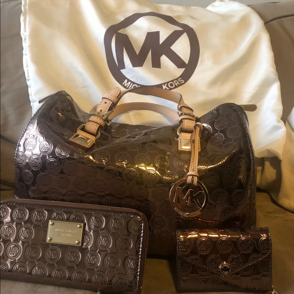Michael Kors bag, wallet, and cell wristlet